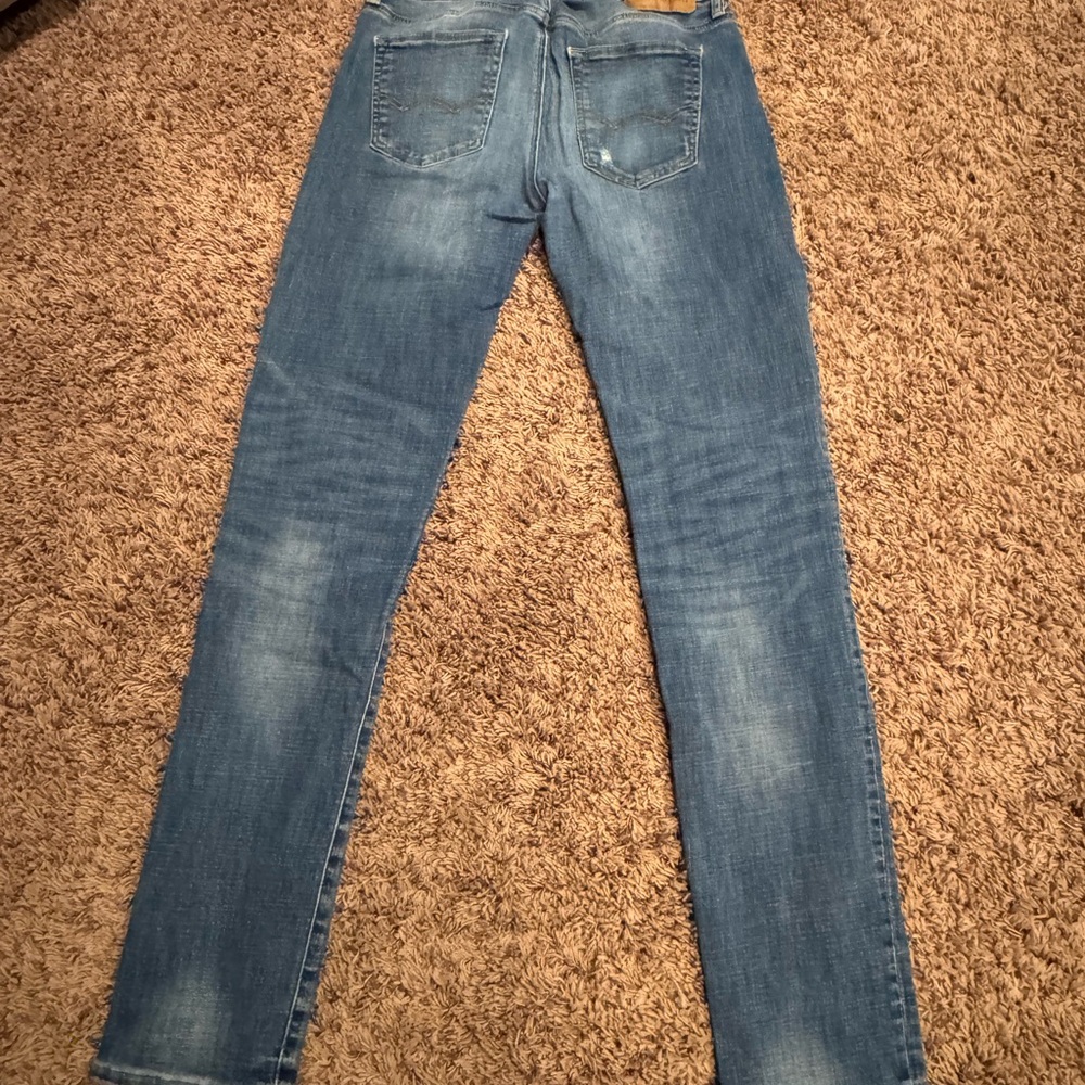 American Eagle Outfitters Men's Ripped Blue Skinny Jeans 30X34 - Picture 5 of 7